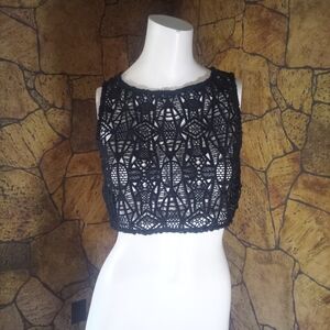 RW&CO. Black Lace Tank Top